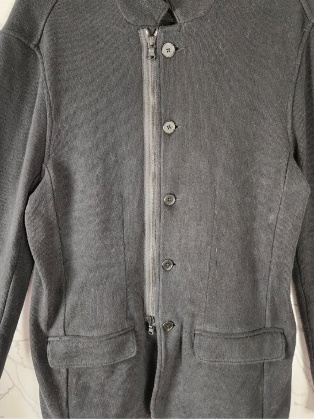 John Varvatos USA Cotton Zipper Button Up Mandarin Collar Jacket - Picture 3 of 7